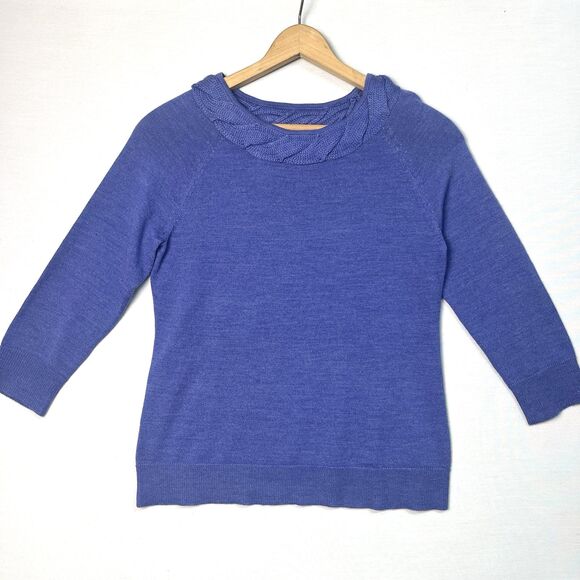 Coldwater Creek S 6, 8 Sweater Knit periwinkle Knotted Neck Acrylic Wool Blend - Picture 1 of 7
